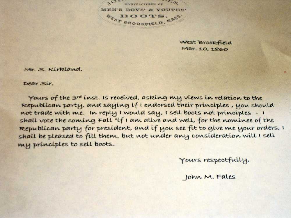 John Fales Letter to Mr. S. Kirkland - March 10, 1860