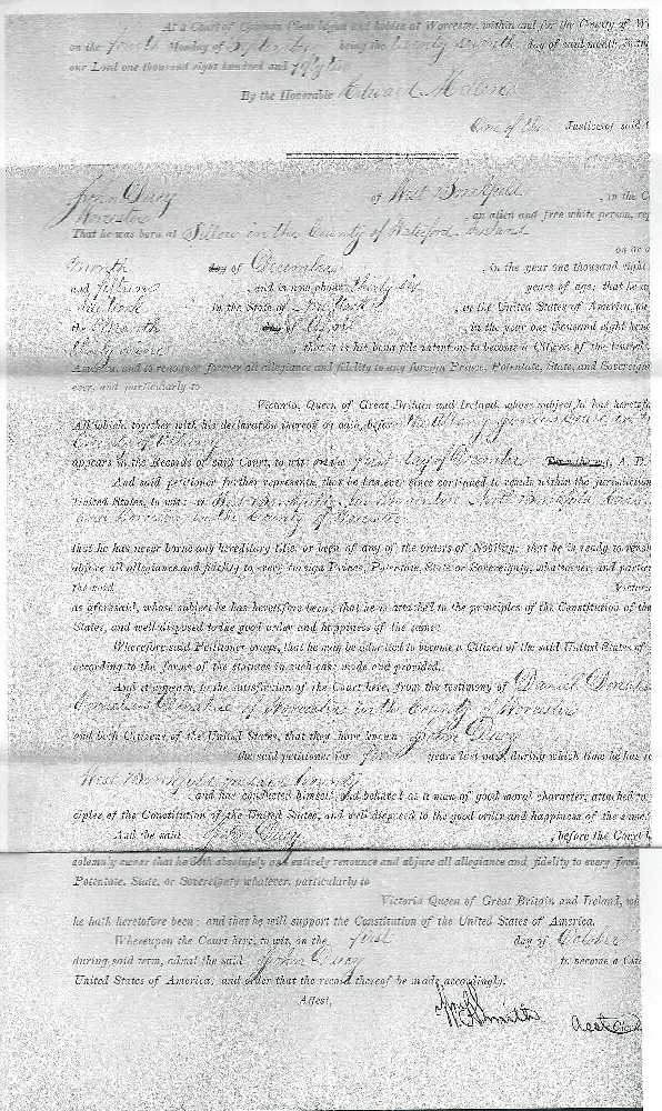 John Ducy Naturalization Document